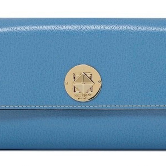 Kate Spade Blue Leather Wallet with Gold Accent turnlock - Picture 1 of 8